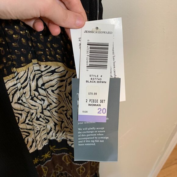 NWT Vintage Jessica Howard 2 Piece Short Sleeve Dress & Shaw Womens Size 20 USA - Picture 4 of 12